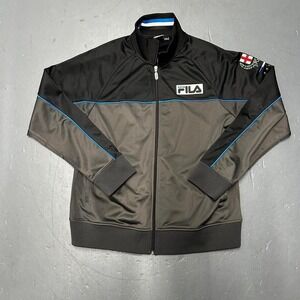 Vintage Y2K Fila sport Italy soccer zip up black and grey track jacket